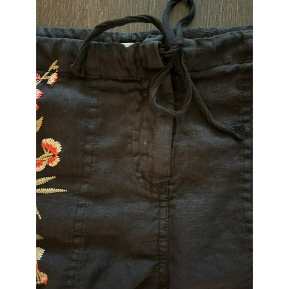 Johnny Was JW Los Angeles Black Linen Floral Embroidery Shorts Size S - Picture 8 of 8